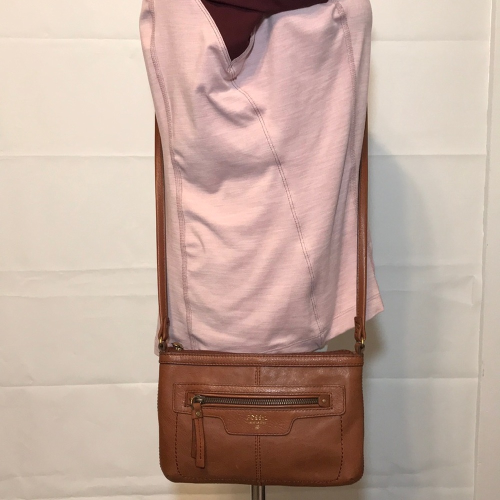 Fossil Tan Leather Small Crossbody Purse Bag